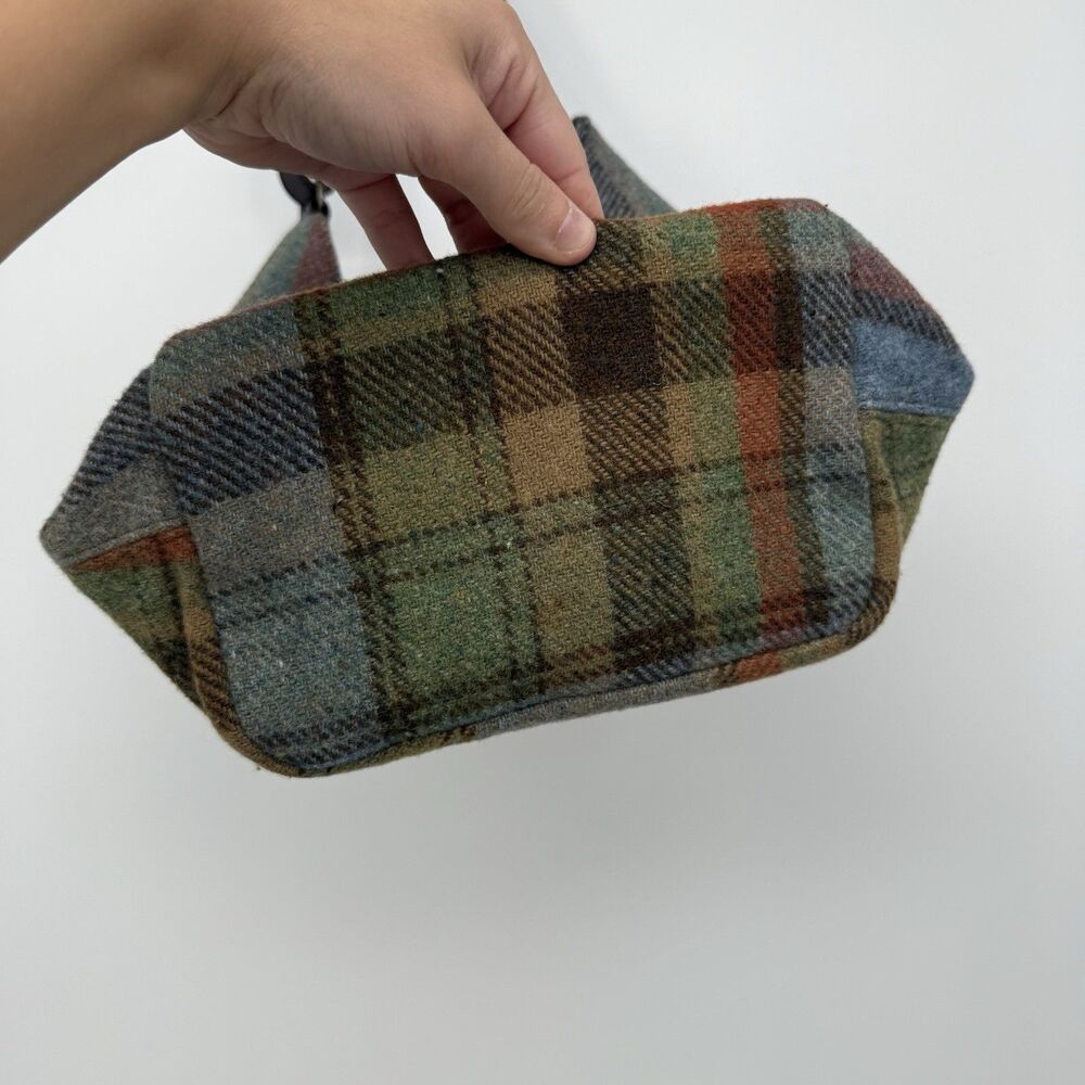Gap Vintage 2002 Wool Plaid Leather Shoulder Bag Small Fall Y2k - Picture 4 of 12